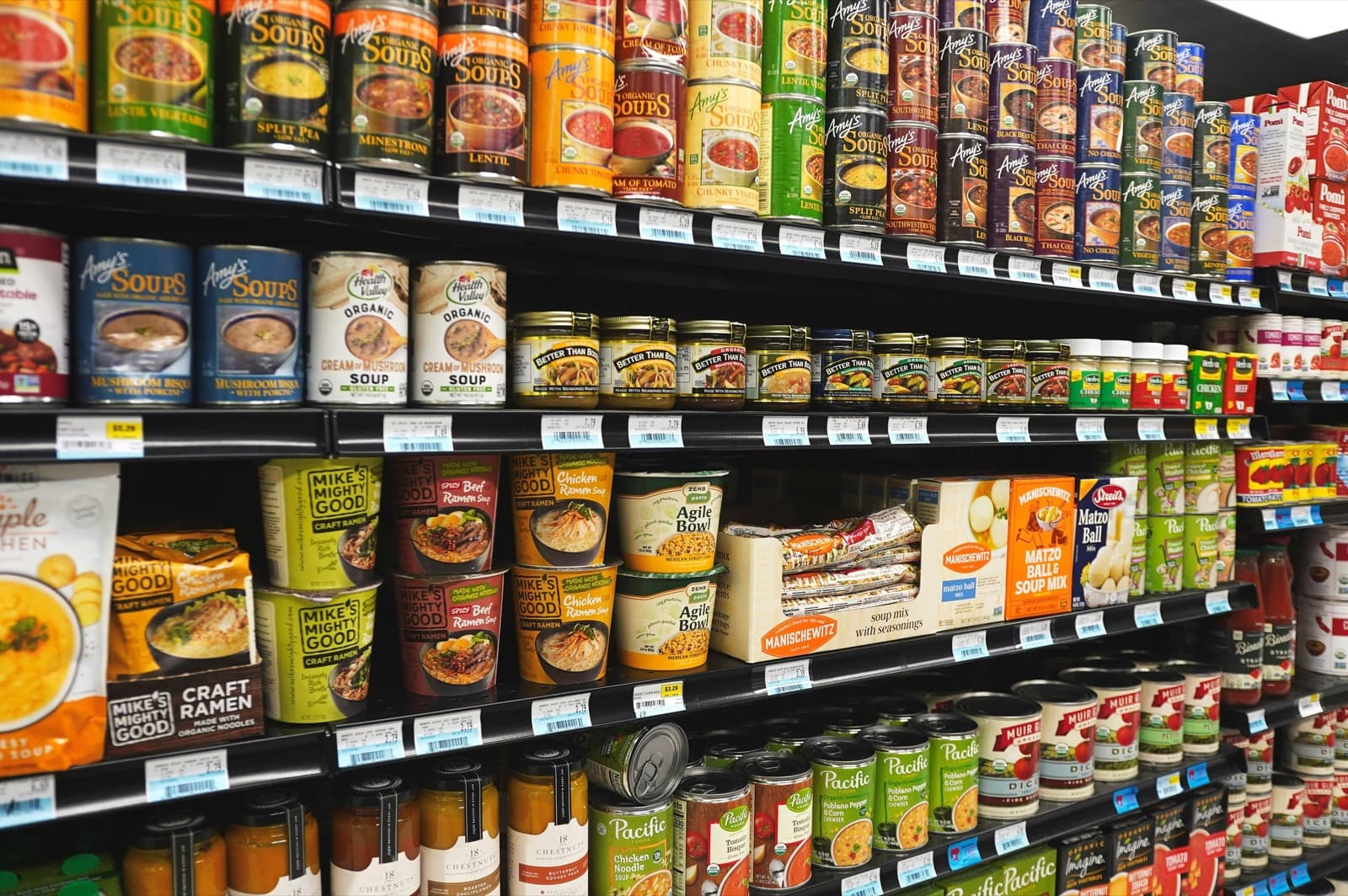 Private label products on a grocery shelf